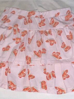 Pink Tiered Skort with Orange Butterfly Print